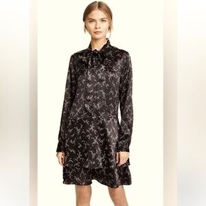 100% Silk Equipment Mini Floral Dress - Long Sleeve